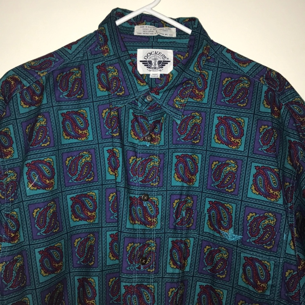 DOCKERS PAISLEY PATTERN SHORT SLEEVE BUTTON-DOWN